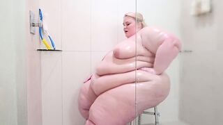 Ssbbw Showering Along to grove Folds Nearby Along to assistant be useful to Coils